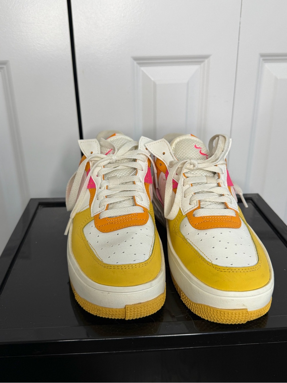 Nike Low-Top Sneakers in White, Yellow & Pink